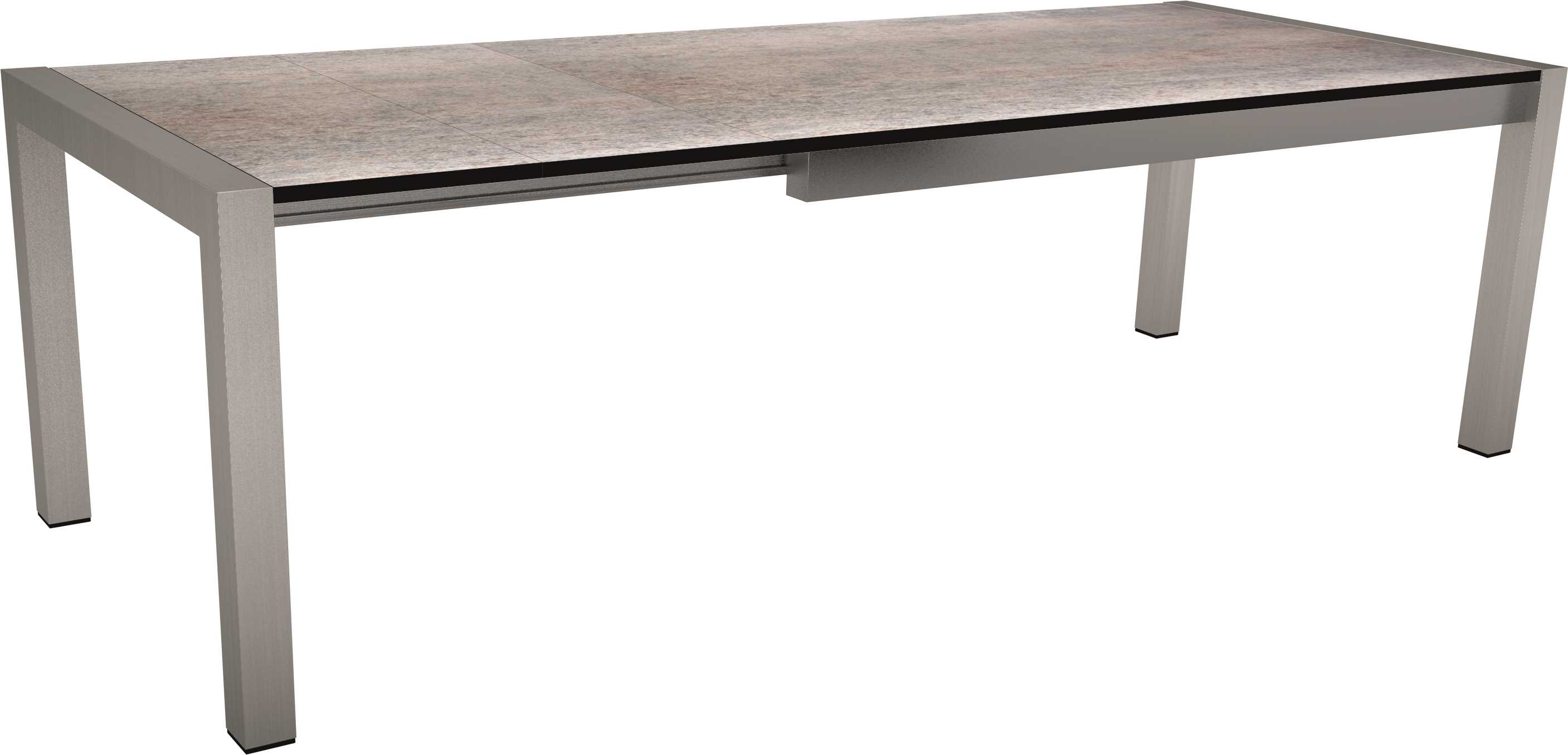 STERN Ausziehtisch 214/294x100 cm Edelstahl mit Tischplatte SILVERSTAR  Smoky 