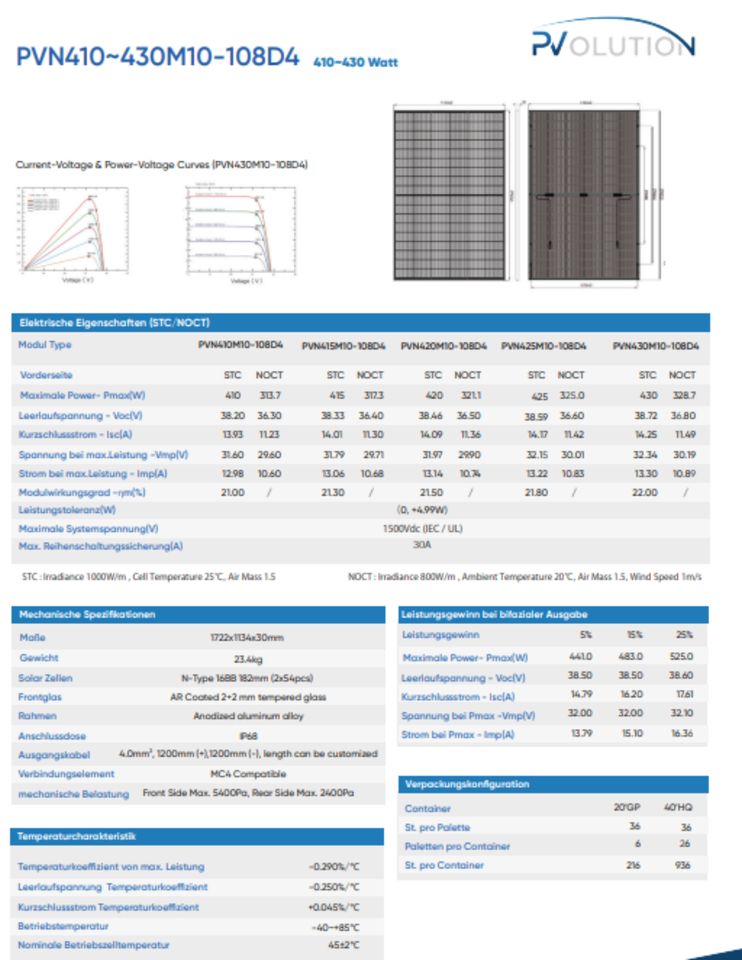 PVolution 430W TOPCon - Solarmodul