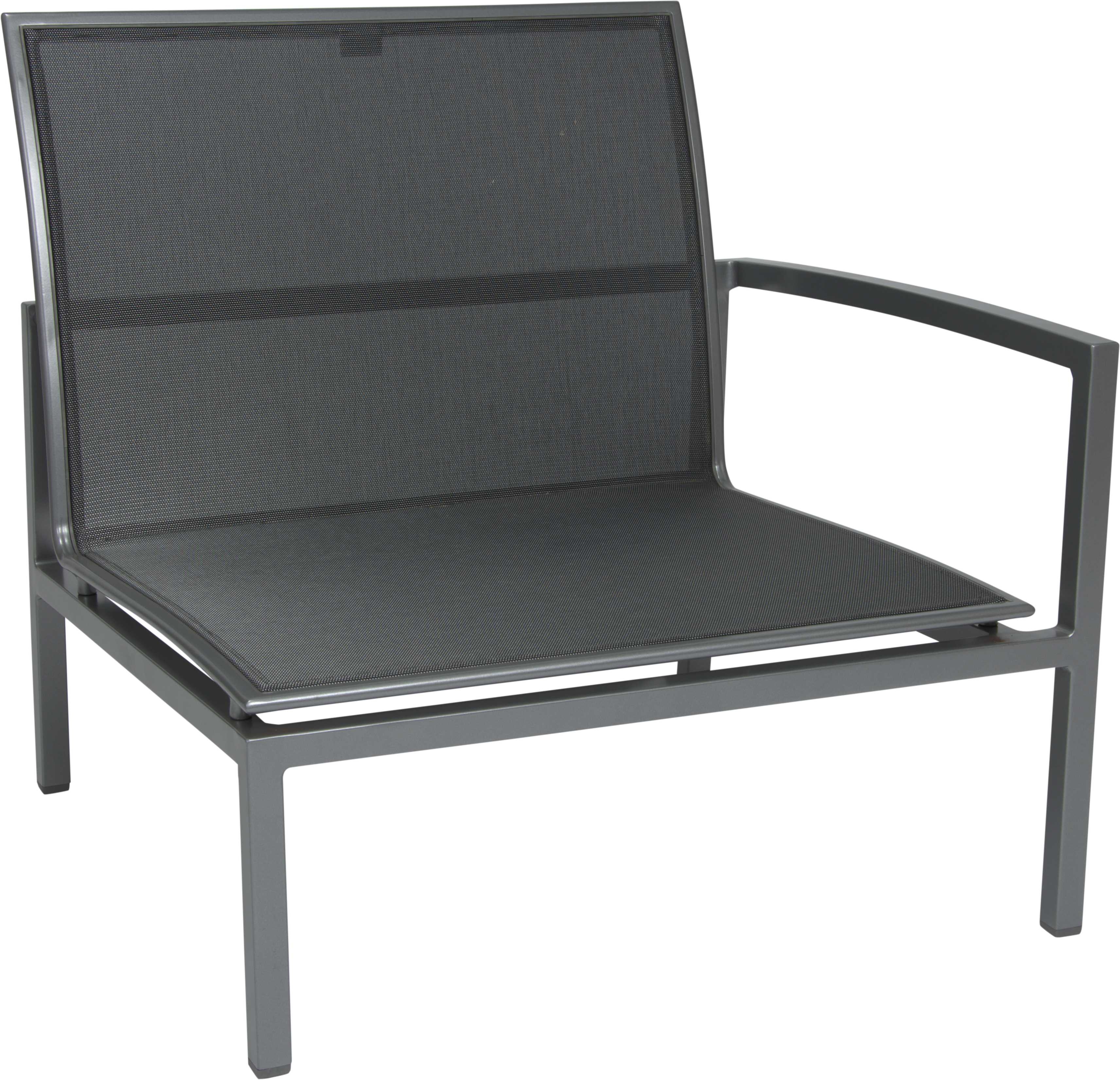 STERN Lounge-Seitenelement SKELBY Aluminium graphit mit Bezug Textilen silbergrau / Armlehne links